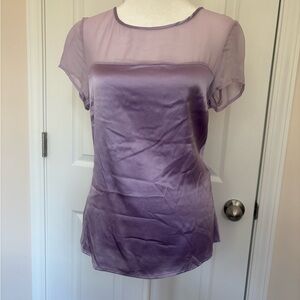 Cache Purple Satin Sheer Blouse